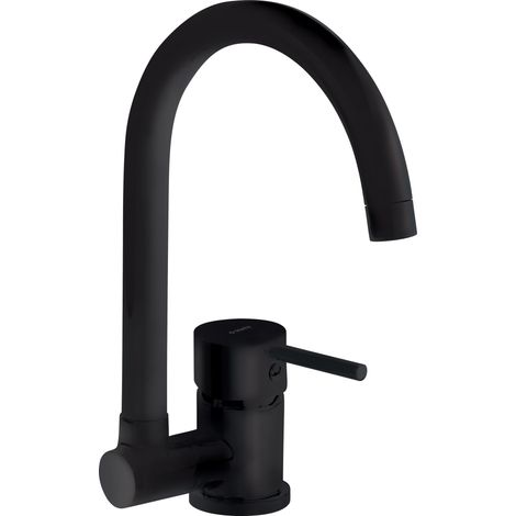 Grifo monomando para fregadero de cocina con caño abatible en color negro mate, altura mínima 95 mm Deante ASTER BCAN61M  Negro mate (1/3)