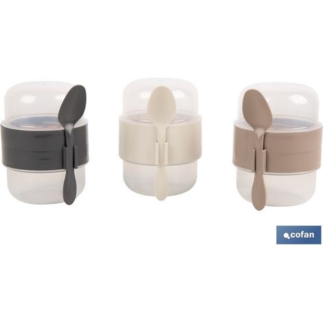 Ensemble de 3 récipients avec couvercle et cuillère 200ml+200ml (1/4)
