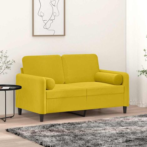 Coussins décoratifs lot de 2 Jaune Ø15x50 cm Velours (1/5)