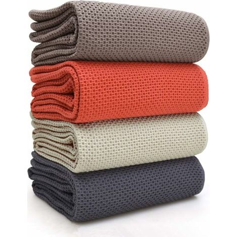 Asciugamano da cucina a nido d'ape, strofinaccio da cucina, strofinacci, ottimo per la cucina di casa, fazzoletto per la pulizia, 13 x 28 pollici, set di 4 colori misti (1/5)