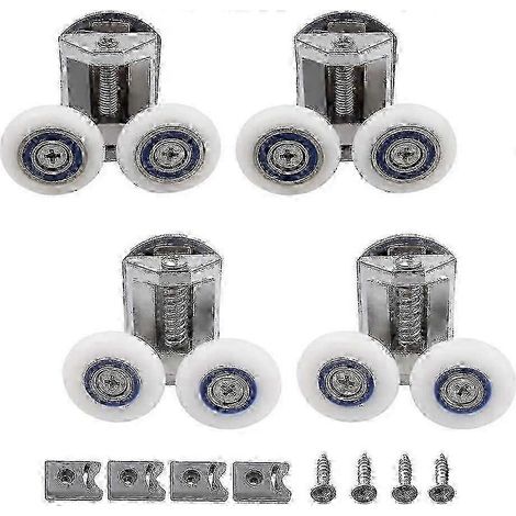 Kit de remplacement pour porte de douche (4 roulettes, 2 poulies supérieures et inférieures, 26 mm, alliage de zinc) - -N (1/2)