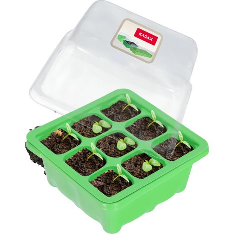 Mini invernadero, bandeja de siembra de 9 celdas, retiene la humedad, protege las plántulas, diseño compacto, ideal para jardinería doméstica. (1/5)