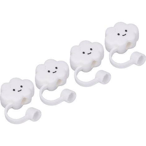 Couvre-pailles décoratifs anti-poussière et anti-éclaboussures, inodores et réutilisables, parfaits pour les fêtes, le shopping, les voyages et le camping. 4 couvre-pailles nuageux. (1/5)