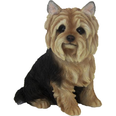Statue de yorkshire Terrier assis - L 18,3 x P 14 x H 21,5 cm - Polyrésine - Livraison gratuite