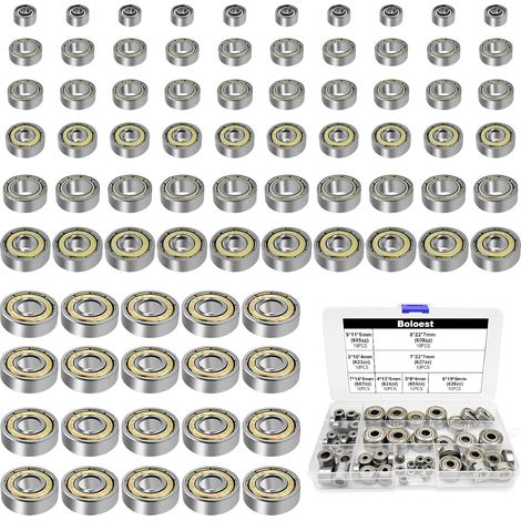 80 Pcs Mini Ball Bearings 693zz 623zz 685zz 624zz 687zz 627zz 626zz 608zz 6 Sizes Double Shielded Carbon Steel Ball Bearings Suitable for Skateboard and (1/5)