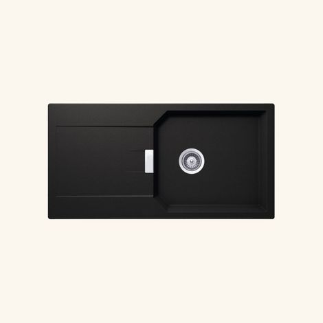 Schock – Évier granit noir 100x51 cm – 1 bac réversible avec égouttoir – Bonde et siphon inclus – Pour meuble sous évier 60 cm minimum (1/6)