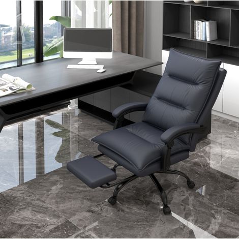 Bürostuhl 66x74x114-121.5 cm dunkelgrau aus Polyester mit Massage, Heizfunktion und Fußstütze (1/4)