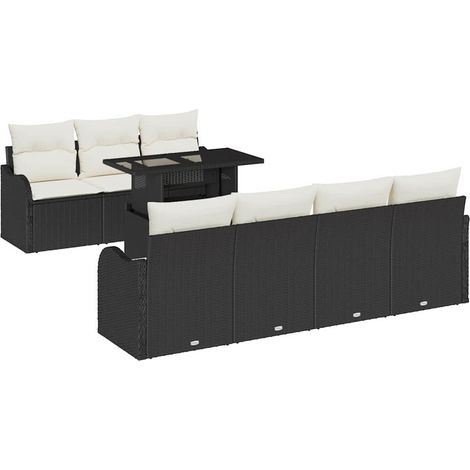 Maison Exclusive - Conjunto de sofá de jardín 8 pcs Negro Rattan
