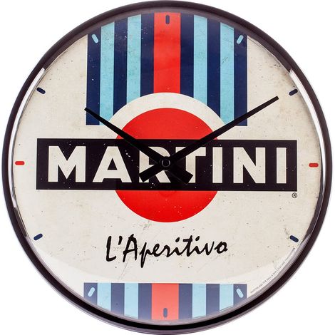 Nostalgic-Art Orologio da parete, Martini – L'Aperitivo – Idea regalo per amanti dei cocktail, Grande decorazione per cucina, Design vintage, Ø 31 cm (1/4)