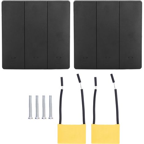 Ortviai Interrupteur intelligent WiFi 3 voies 100-230 V, commande vocale Alexa/Siri, sans fil, noir (1/5)