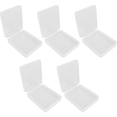 Boîte de rangement transparente rectangulaire 5 pièces, mini boîte plastique étanche à la poussière avec couvercle à charnière, petit contenant de stockage clair pour organisation. (1/5)