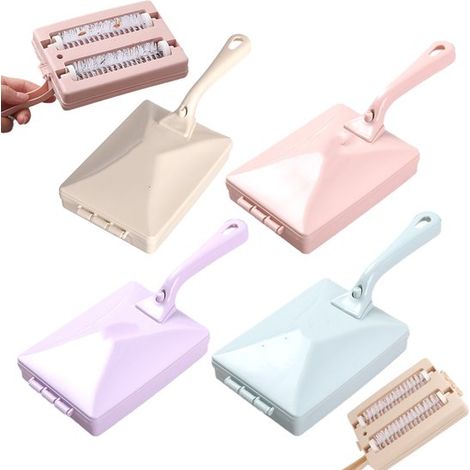Lot de 4 brosses de nettoyage : brosse pour tapis, brosses à double rouleau, brosse à manche, brosses à manche court, brosses à poussière. Convient pour les lits, les vêtements, les bureaux, les tapis (1/3)