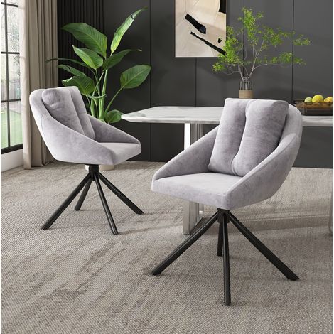 chaise salle a manger pivotante velours gris lot de 2 OKMYHOME (1/5)