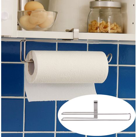 Porte-rouleau de papier essuie-tout argenté sous meuble, support de rangement pour rouleau d'essuie-tout, suspendu (1/5)