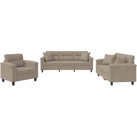 Maison Exclusive - Ensemble de canapés 3 pcs avec coussins Taupe Tissu microfibre