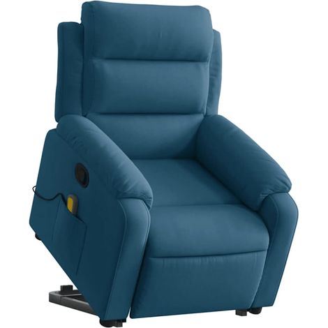 vidaXL Poltrona Alzapersona Massaggiante Reclinabile Blu in (1/5)
