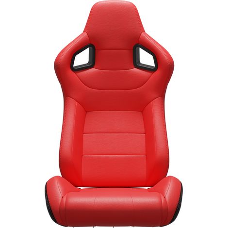 AS EASY Lot de 1 siège baquet universel racing couture rouge, simili cuir PVC rouge, dossier carbone inclinable avec glissière de réglage (sans support de siège) 1 carton de 1 pièce Droit