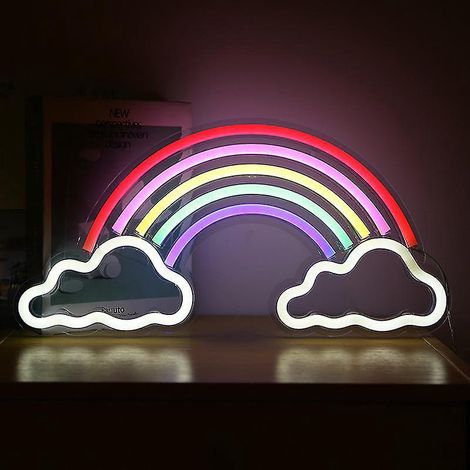 Enseigne lumineuse néon arc-en-ciel décorative pour festival, enseigne lumineuse LED murale, veilleuse, 1 pièce (1/4)