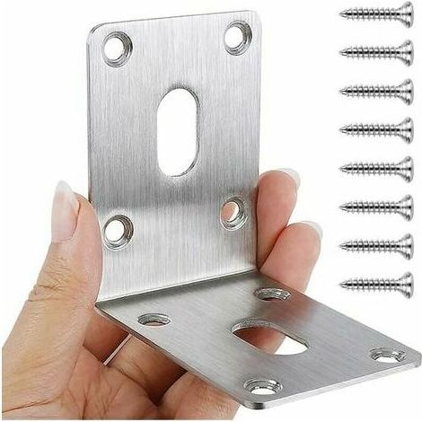 4 Pack 304 Stainless Steel Corner Brackets 70x70x50mm Heavy Duty Brackets Wood Brackets for Shed Shed Raised Bed Workbench Etc. (1/5)