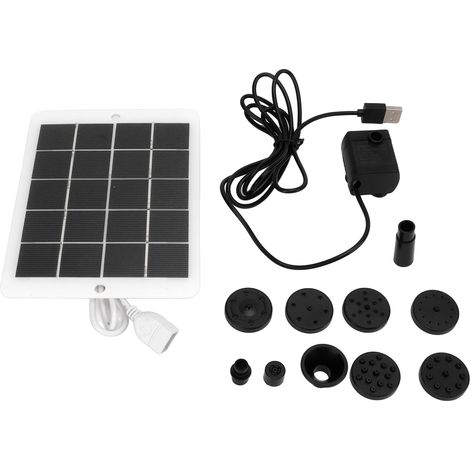 Pompe Solaire de Fontaine 3W 5V pour Bassin Extérieur, Débit 120L/H, Pompe à Eau Jardin Paysager