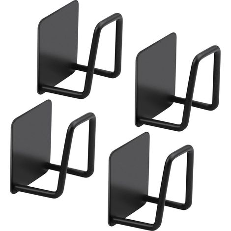 4pcs Porte-éponge Autocollant, Porte Eponge Cuisine en Acier Inoxydable, Crochet de Suspension Mural Autocollant pour Salle de Bain, Cuisine (Noir) (1/5)