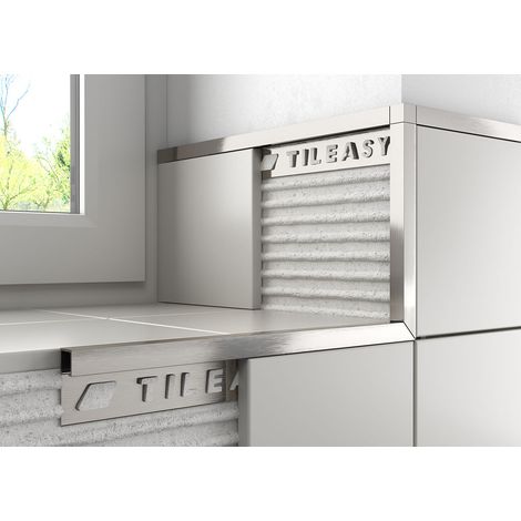 Tileasy Stainless Steel Effect 10mm Boxed Metal Tile Trim - SBT10