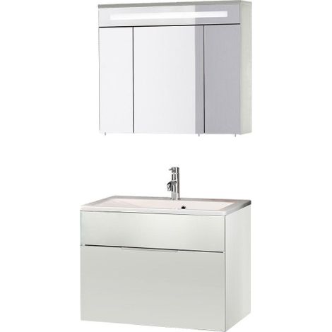 Fackelmann KARA Badmöbel Set 3-teilig, 80 cm, Weiß, Gussmarmor, 1 Schublade-08133 (1/5)