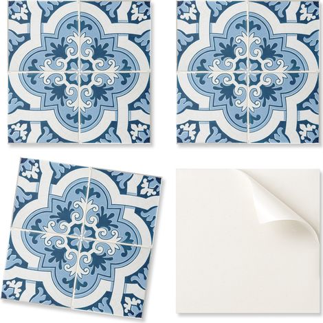 Baldosas de vinilo decorativas para cocina o ba帽o, dise帽o con adornos, 9x30x30 cm.