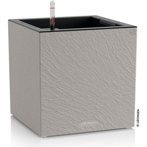 LECHUZA® Pflanzgefäße CANTO Slatestone 30 low Lichtgrau All-in-One