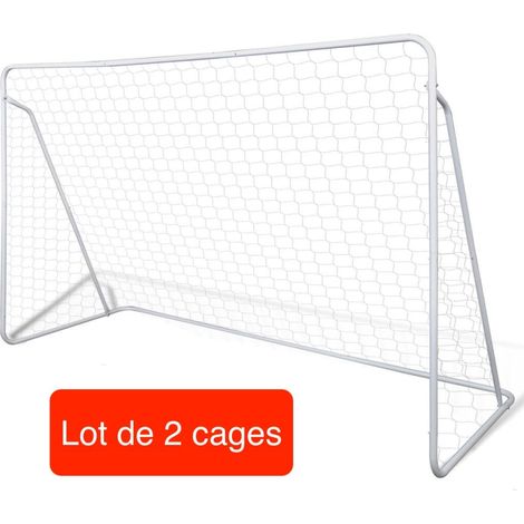 Lot de 2 Cages de but de football 240 x 90 x 150 cm. A fixer avec les crochets fournis (1/4)