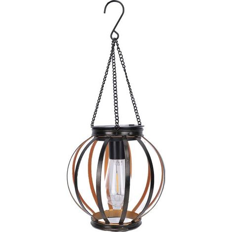 BelleRise - Lanterne solaire suspendue – Fer forgé rétro IP65 – Éclairage 12h jardin terrasse – Noir (1/5)