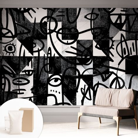 Papier peint intissé mural installation rapide du papier peint durable et résistante - Colle incluse gratuite Chaos graphique 312x219 cm (1/5)
