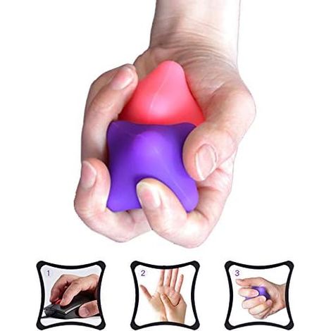 Balle De Massage Pour Mains - Silicone Étoilé 6 Points De Pression - Rééducation Post-Usage Écran - Soulagement Des Douleurs Articulaires Et Musculaires - 2 Pièces
