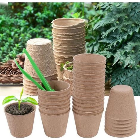 100 Pièces Pot de Semis, 8cm Rondes Pots s, Pots de Semis s pour Semis, pour semis d’he A266 (1/4)