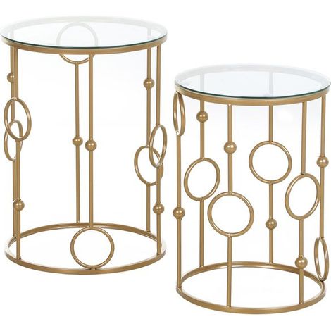 Lot de 2 tables gigognes GATSBY dorées (1/5)