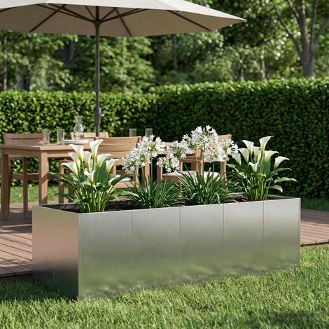 vidaXL Cache-pot de jardin Argenté 200 x 80 x 60 cm Acier inoxydable (1/5)
