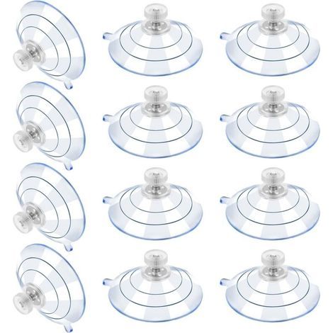 Lot de 12 ventouses en PVC transparent – Fixation solide avec vis métalliques – Pour surfaces lisses et propres – Charge maximale élevée - 60M5-10 (1/5)