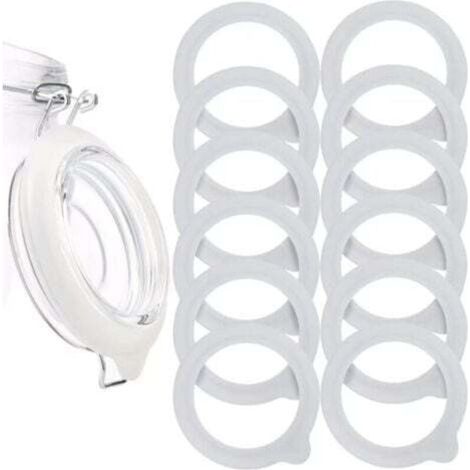 Lot de 12 joints d'étanchéité en silicone de rechange, joints hermétiques en silicone, adaptés aux couvercles de bocaux Mason et aux bocaux à large ouverture classiques. (1/4)