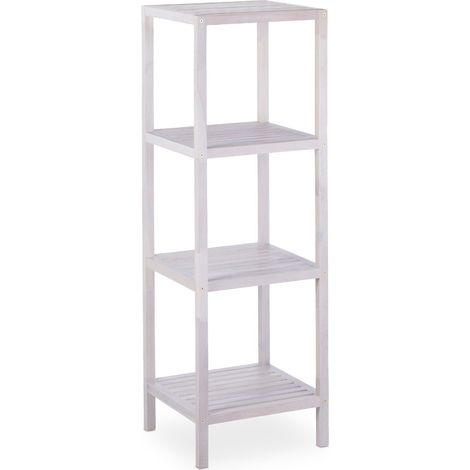 Scaffale da bagno in legno design vintage 79,5 x 36 x 36 cm spazio portaoggetti decorativo in noce bianco 130009536