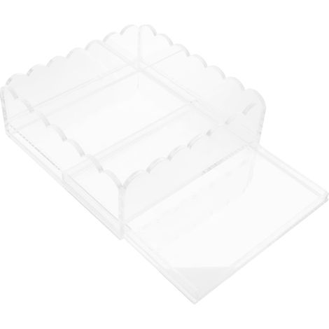 Plateau Festonné en Acrylique Transparent Moyen avec Tiroir Coulissant Organisateur Multifonction pour Bureau Décoration Intérieure et Exposition de Broderies Photos ou Tissus (1/5)
