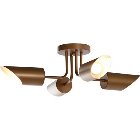 Lampara Techo Metal 67X67X20 4 Focos Dorado (1/5)
