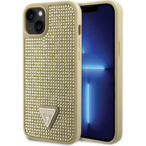 Funda rígida Guess GUHCP14MHDGTPD para iPhone 14 Plus / 15 Plus de 6,7 pulgadas, color dorado/dorado, con diseño de triángulo de diamantes de imitación. (1/5)