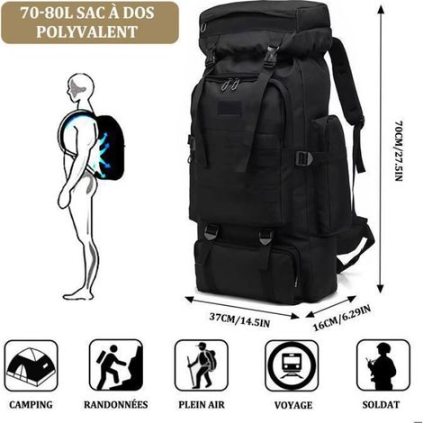 Sac à Dos Randonnée - - 80L - Étanche - Sangles Réglables - Tissu Oxford