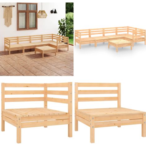 6-tlg. Garten-Lounge-Set Kiefer Massivholz - Outdoor Lounge Set - Gartenmöbel - Rattan Möbel - Kiefernholzmöbel - Garten Sofa Set - Home & Living (1/5)