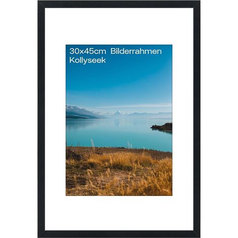 Bilderrahmen 30x45 MDF Acrylglas Aufhängen Aufstellen Schwarz 30x45cm (1/5)