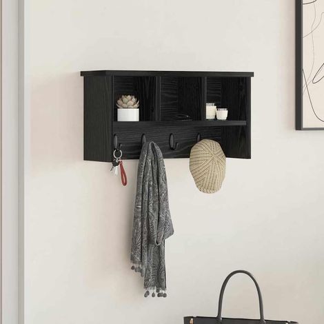 Wandmontierter nachttisch Schwarz Eichen-Optik 50 x 16 x 26 cm