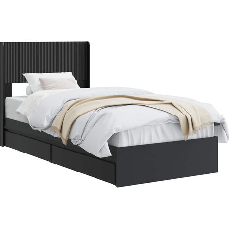 Bed Frame with Storage and Headboard Black 90 x 190 cm vidaXL (1/5)