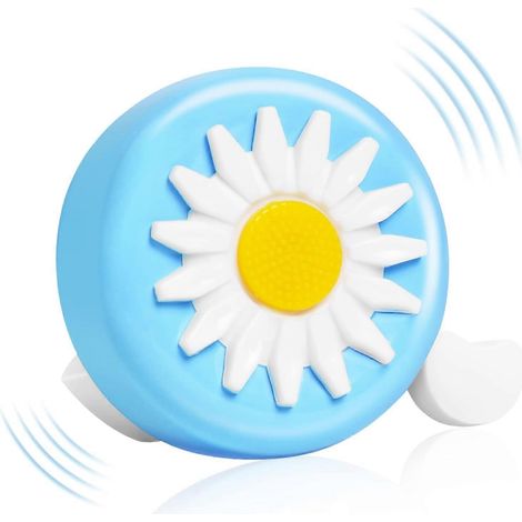 Sonnette de vélo, son clair et puissant, accessoire de vélo en aluminium pour une sécurité optimale, motif floral, bleu et blanc (1/5)