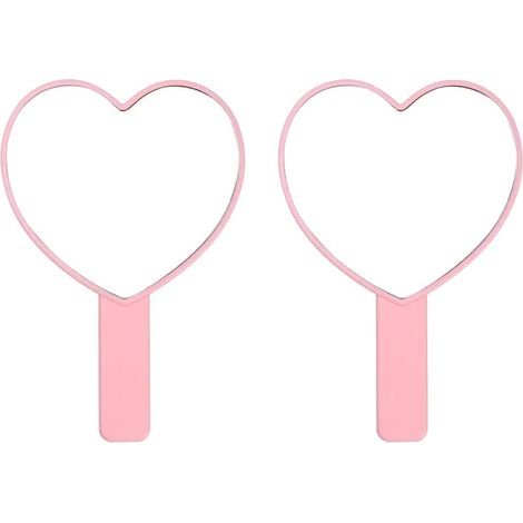 Miroir De Poche En Forme De Coeur - Miroir Cosmétique Avec Poignée - Pour Maquillage Et Voyage - 1 Pièce (1/5)