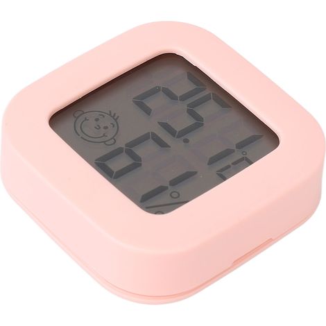 Thermomètre-hygromètre électronique rose avec ruban adhésif double face (1/5)